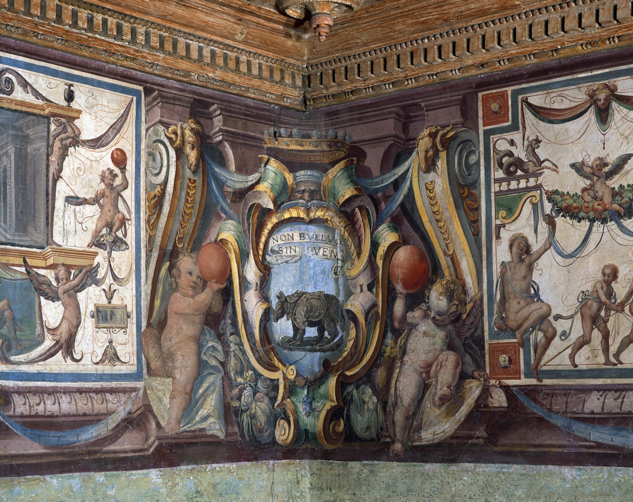 Die Sala del Granduca di Toscana (Detail des Frieses mit den Tierkreiszeichen, das Nashorn) von Bartolomeo Ammannati