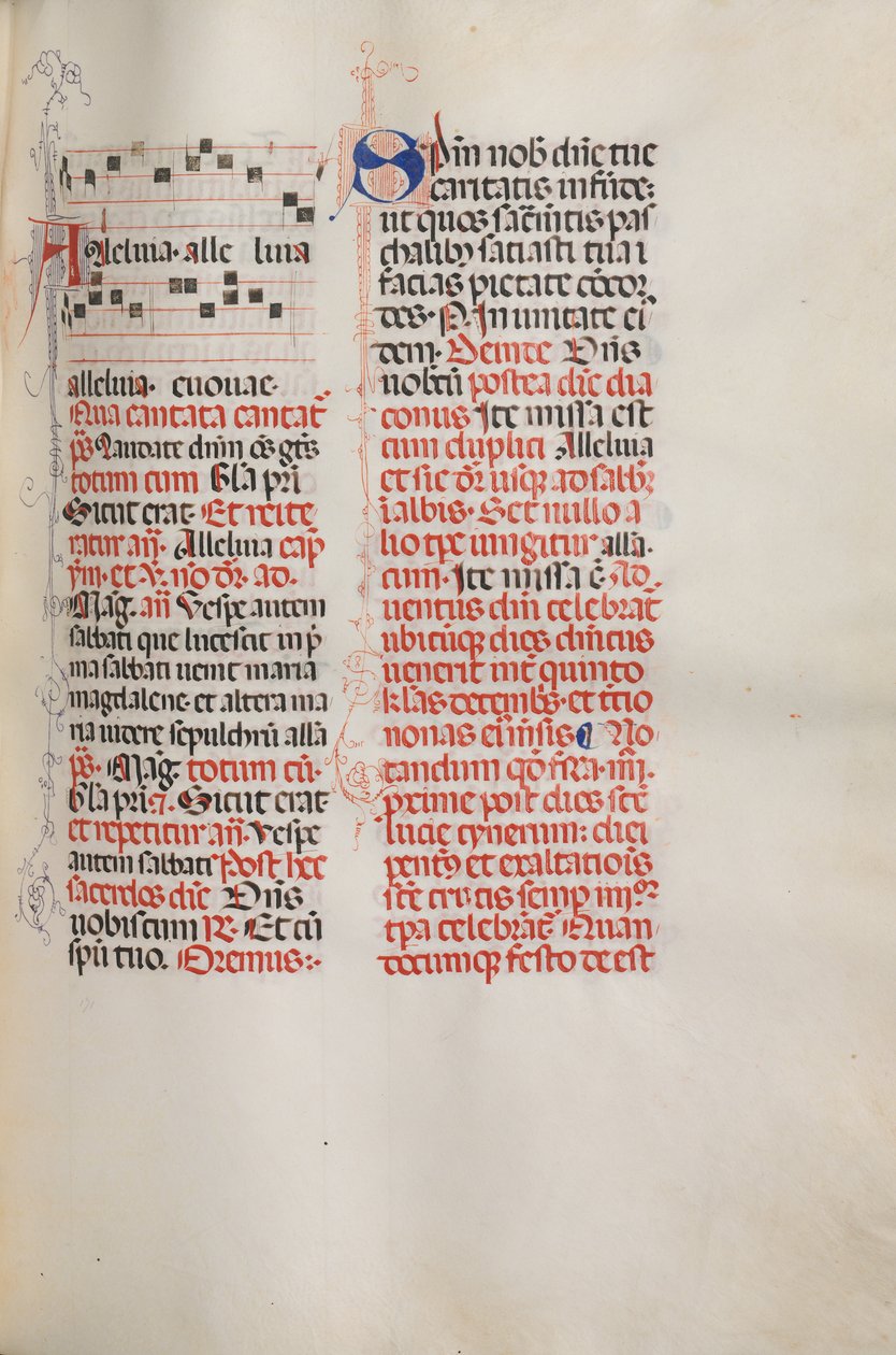 Missale: Fol. 173: Musik für Alleluia usw. zu Beginn von Ostern, 1469 von Bartolomeo Caporali