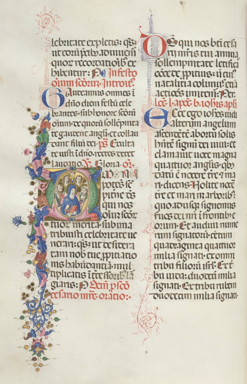 Missale: Fol. 322v: Die Jungfrau unter den Aposteln und Heiligen, 1469 von Bartolomeo Caporali