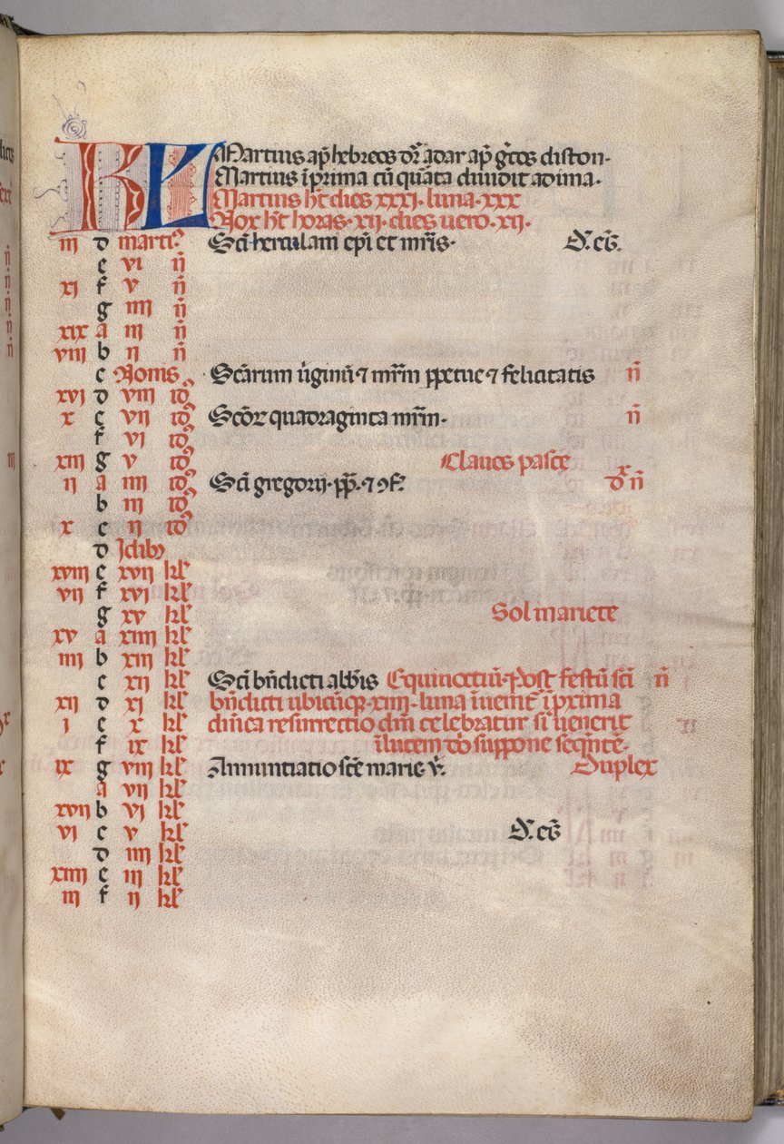 Missale: Fol. 4r: März Kalenderseite, 1469 von Bartolomeo Caporali