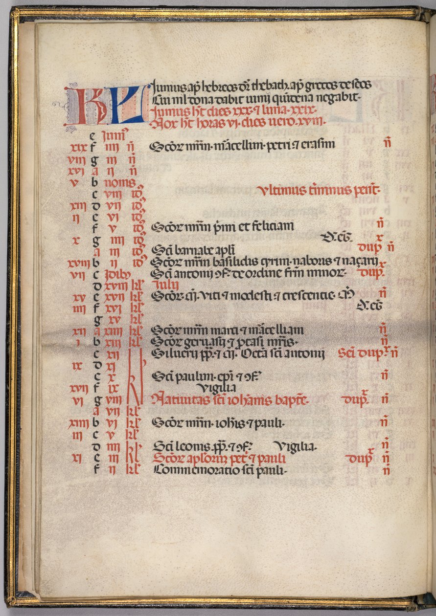 Missale: Fol. 5v: Juni-Kalenderseite, 1469 von Bartolomeo Caporali