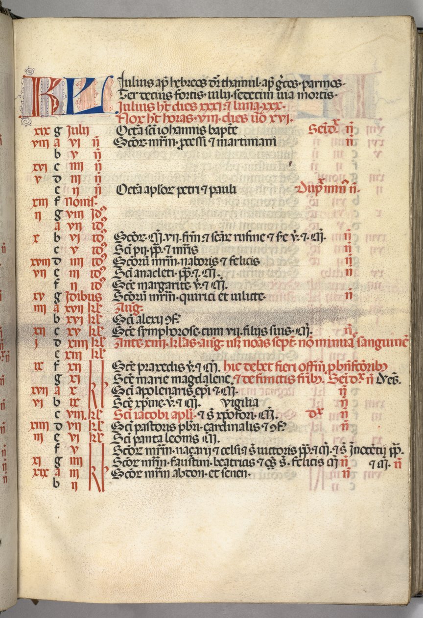 Missale: Fol. 6r: Juli Kalenderseite, 1469 von Bartolomeo Caporali