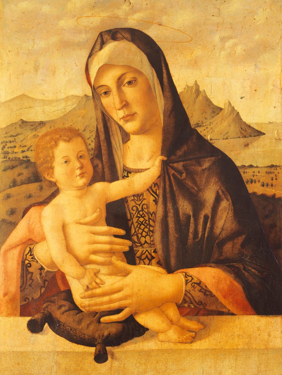 Sitzende Madonna mit Kind, von Bartolomeo Montagna (ca. 1450-1523) von Bartolomeo Montagna
