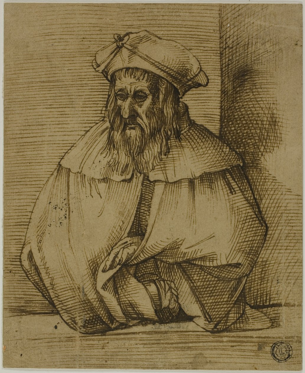 Halbfigur-Skizze eines Herrn mit Hut und Umhang von Bartolomeo Passarotti