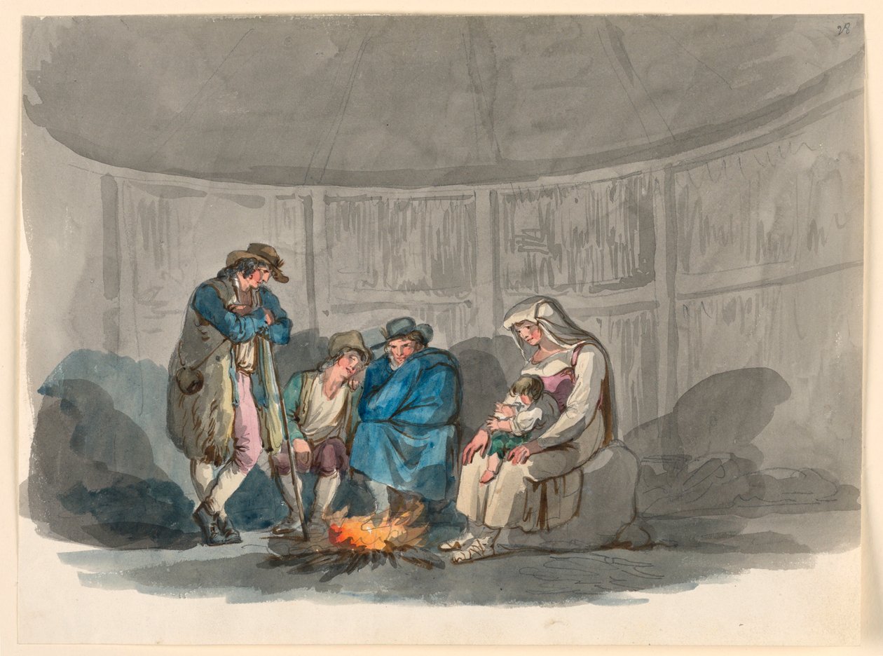 Eine Familie von Hirten bei Nacht von Bartolomeo Pinelli