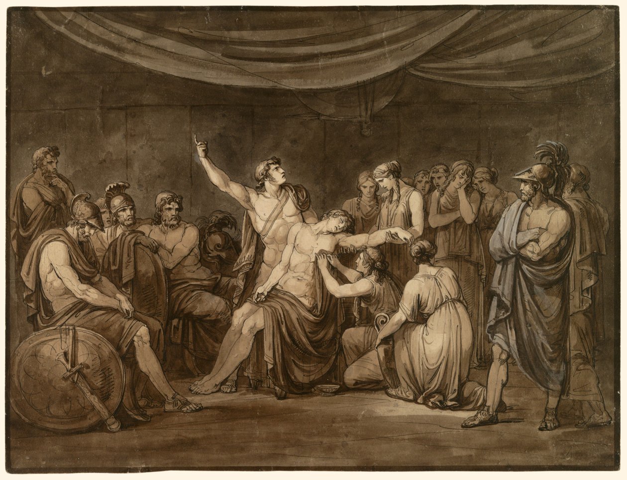Achilles schwört einen Eid, den toten Patroklos zu rächen, der von Hektor getötet wurde von Bartolomeo Pinelli