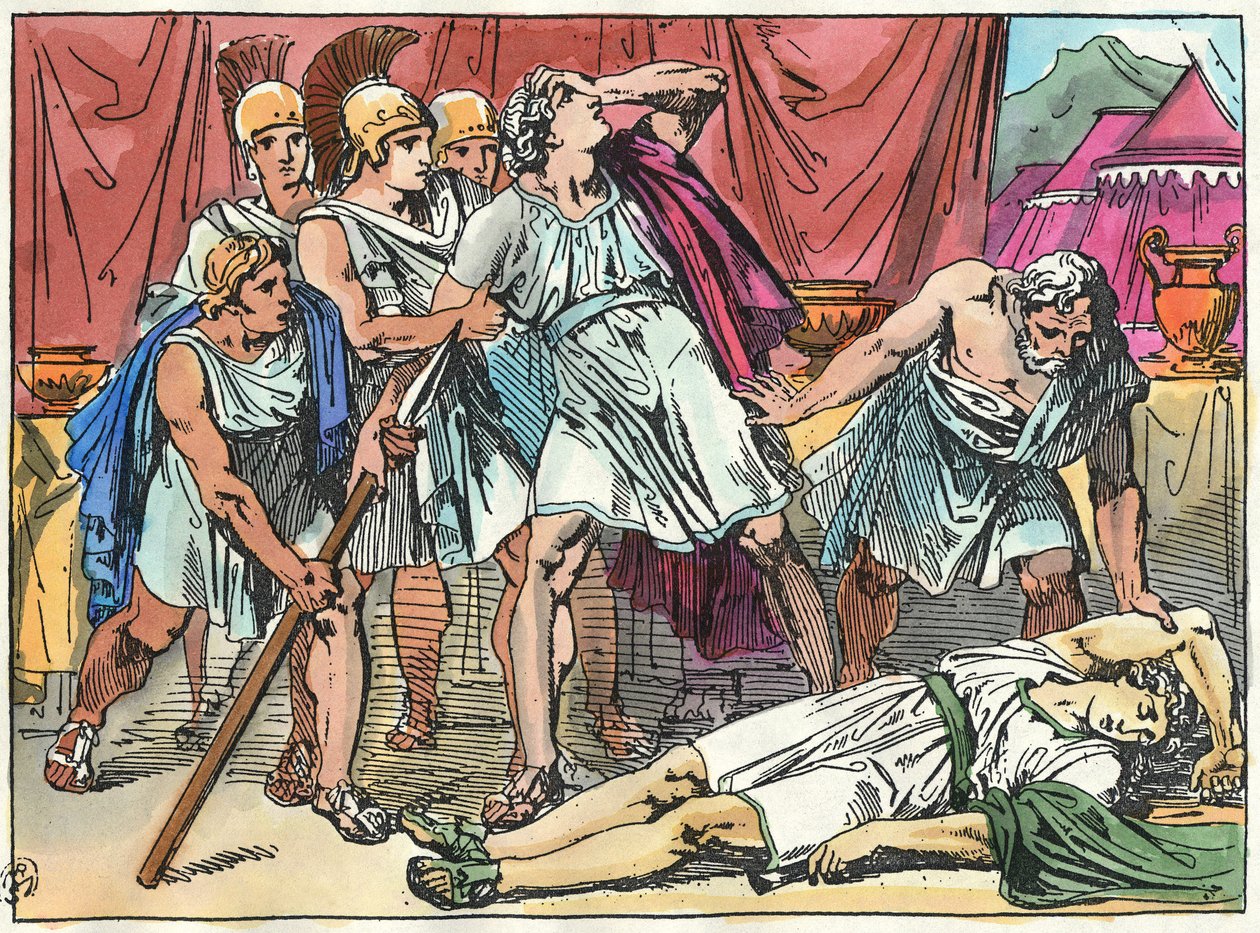 Alexander der Große, betrunken, tötet Clitus von Bartolomeo Pinelli