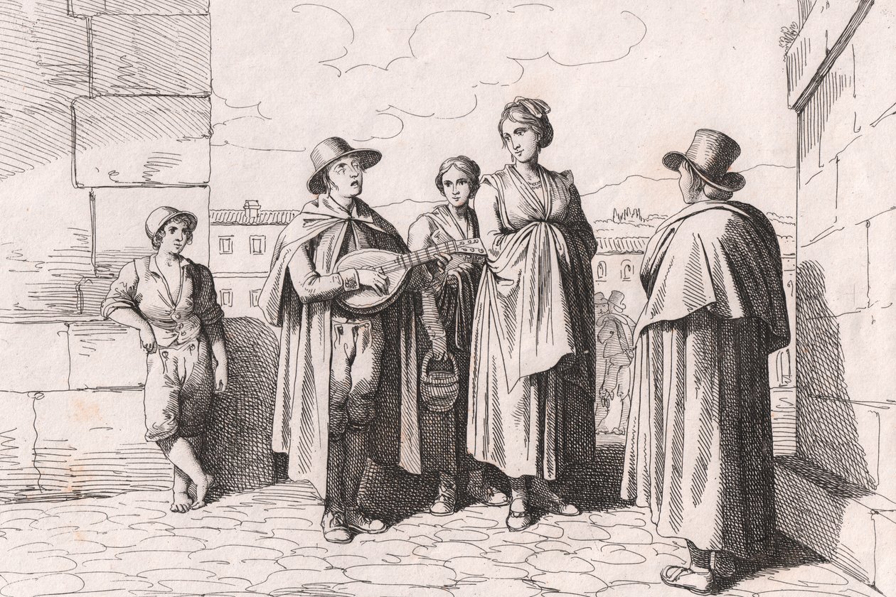 Blinder Mann singt und spielt von Bartolomeo Pinelli