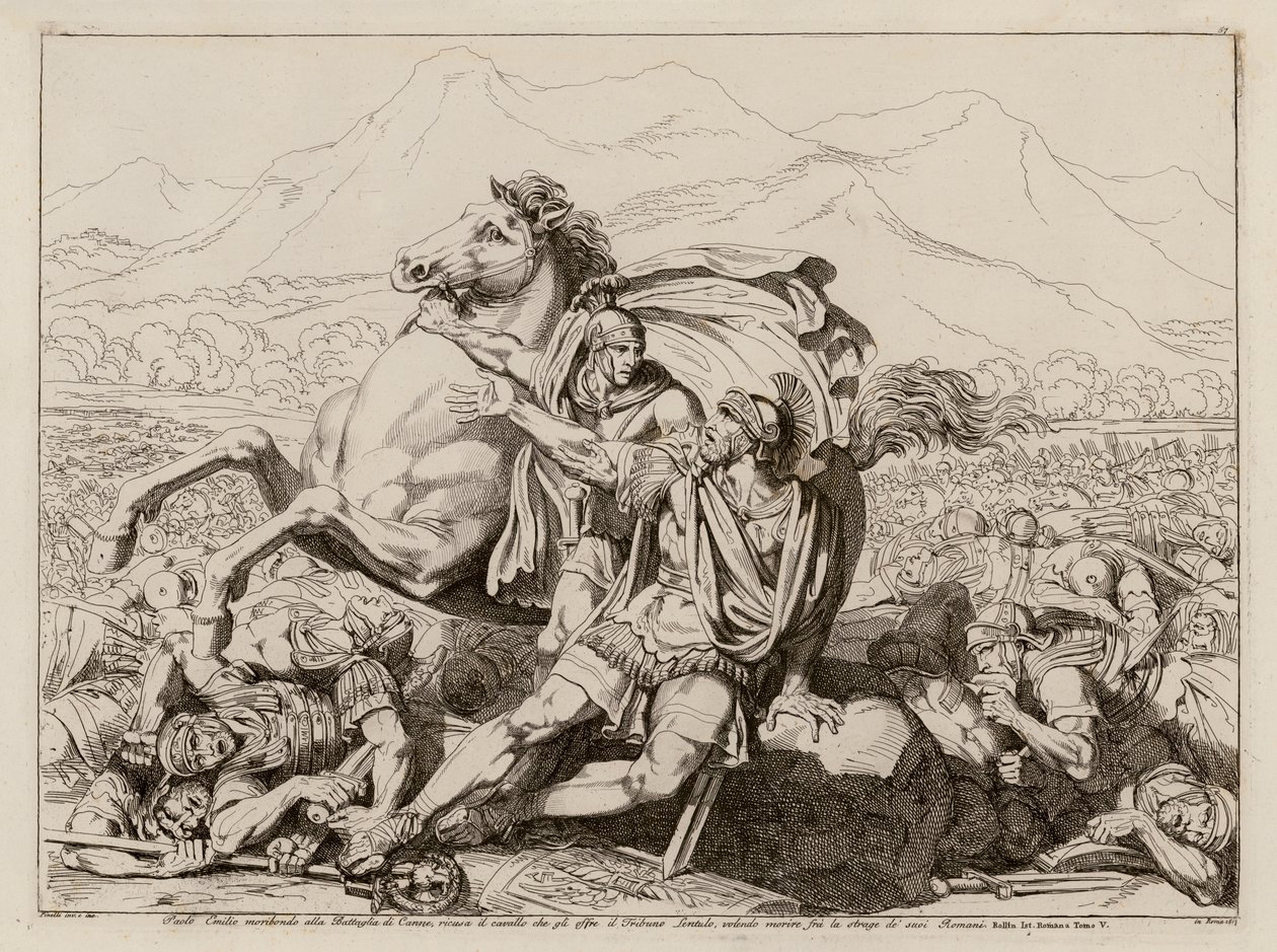 Tod von Lucius Aemilius Paullus in der Schlacht von Cannae, 216 v. Chr. von Bartolomeo Pinelli