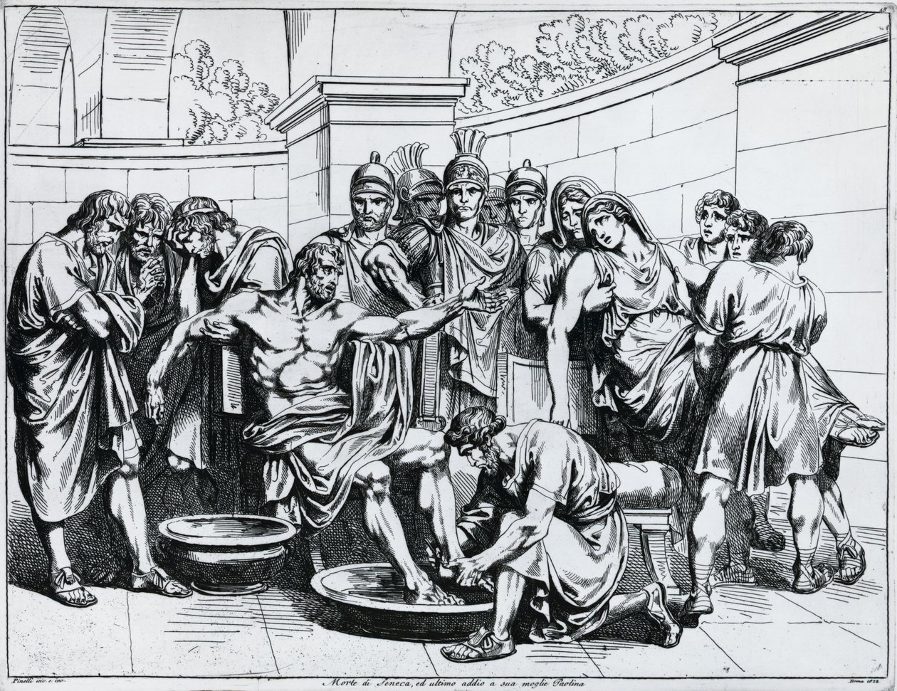 Tod des Seneca, Stich von Bartolomeo Pinelli (1781-1835), aus Istoria dell
