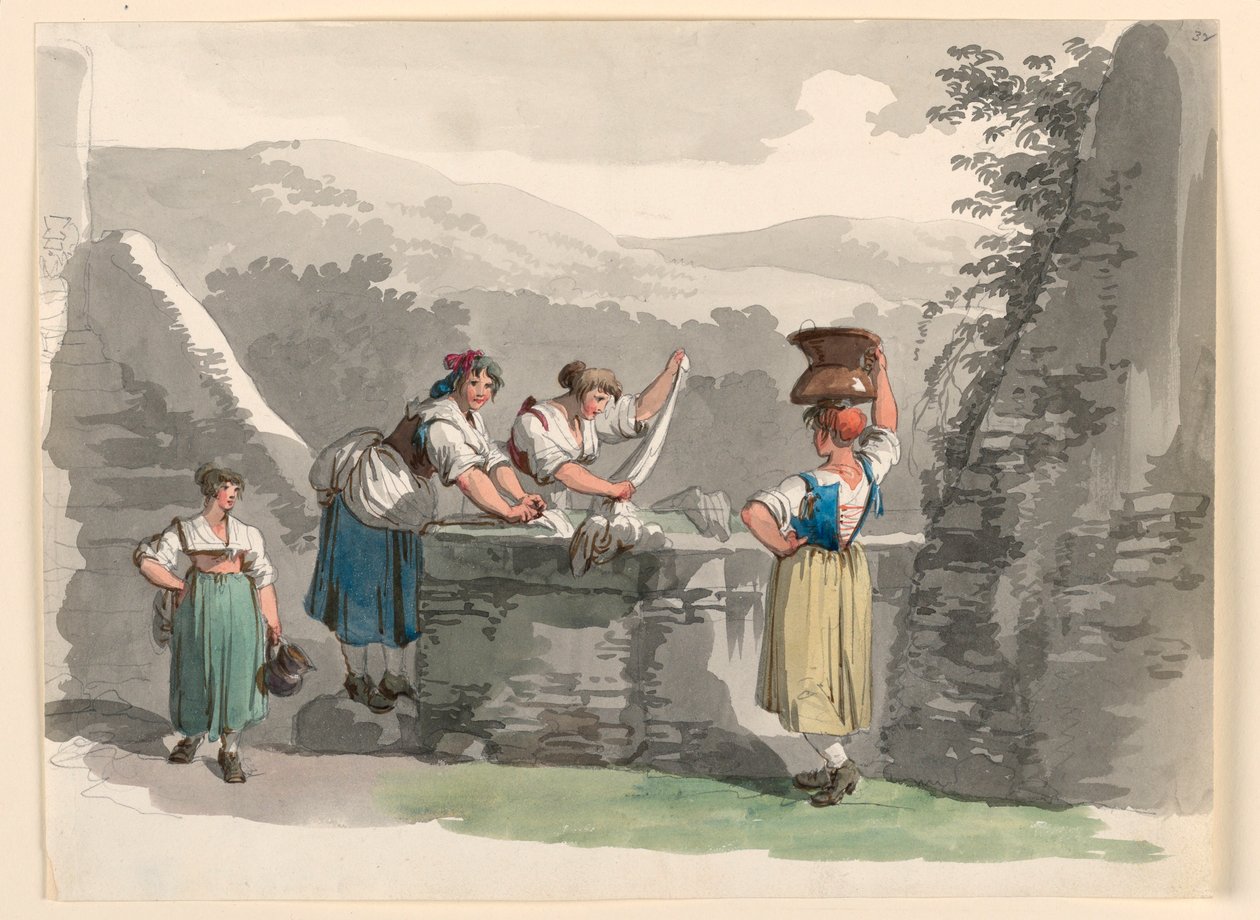 Wäsche in den Bergen nahe Rom, 1807–08 von Bartolomeo Pinelli