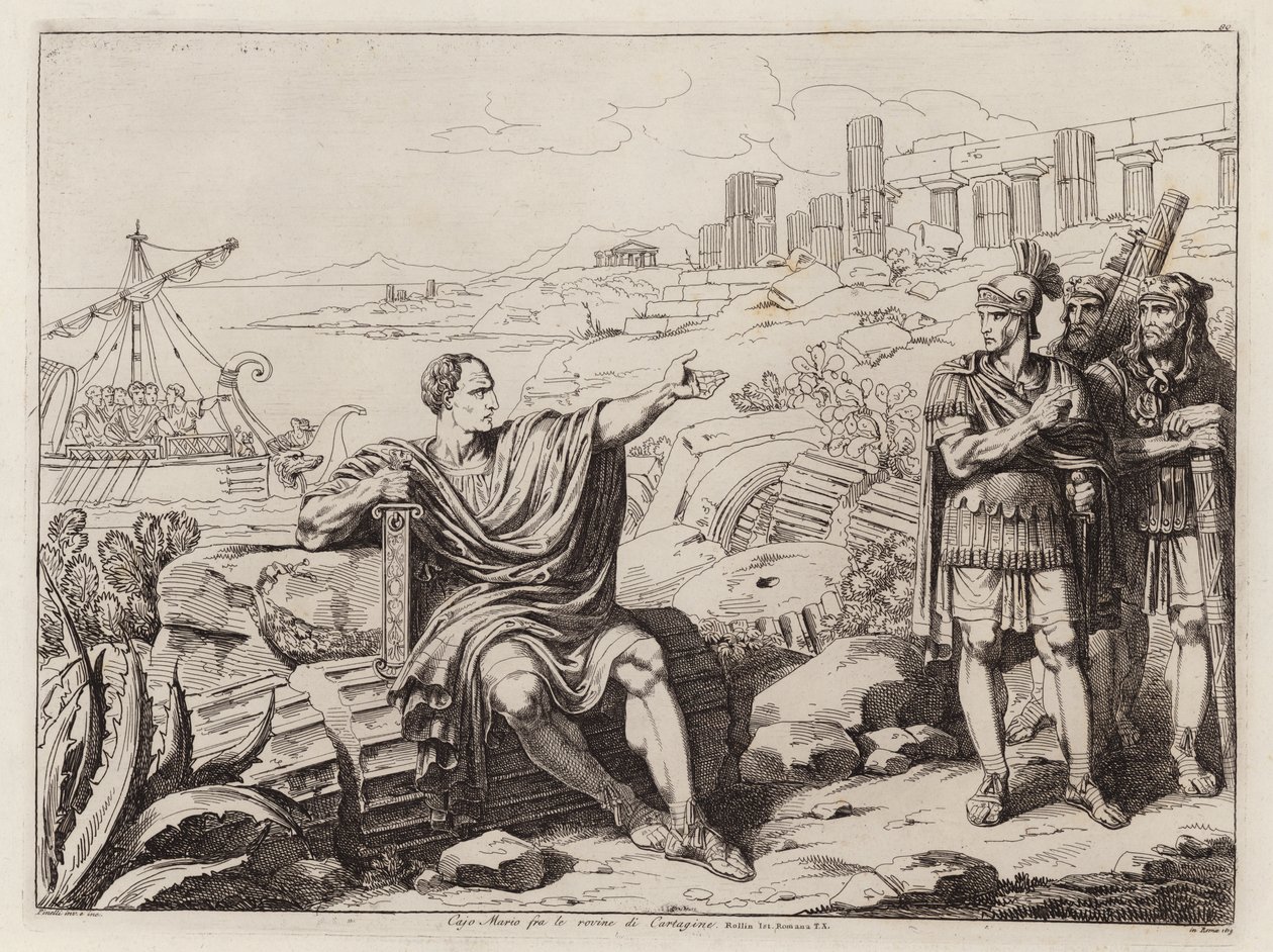 Gaius Marius sitzt unter den Ruinen von Karthago von Bartolomeo Pinelli
