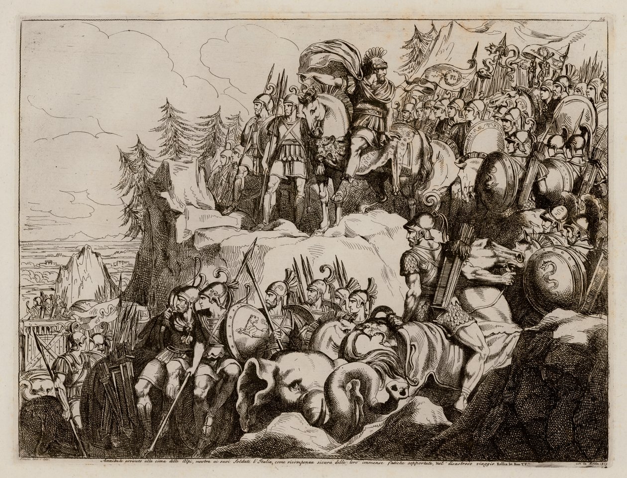Hannibal überquert die Alpen nach Italien, 218 v. Chr. von Bartolomeo Pinelli