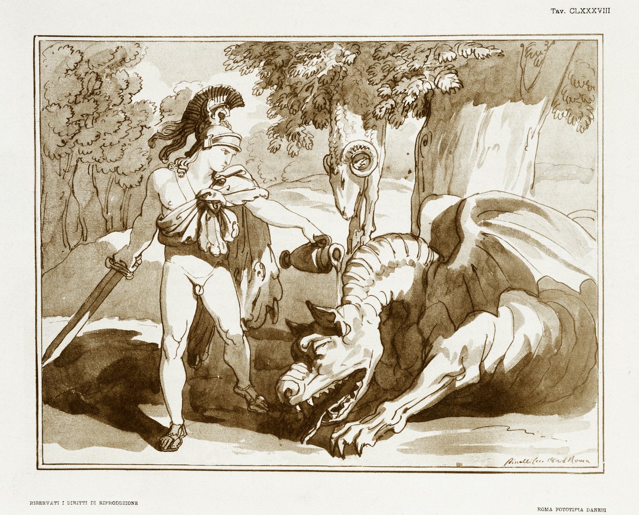 Jason, der den Drachen, der das Goldene Vlies bewacht, einschläfert von Bartolomeo Pinelli