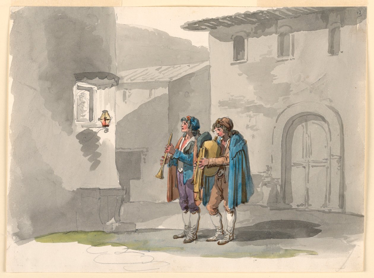 "Pifferari," Zwei Pfeifer aus den Abruzzen in Rom von Bartolomeo Pinelli