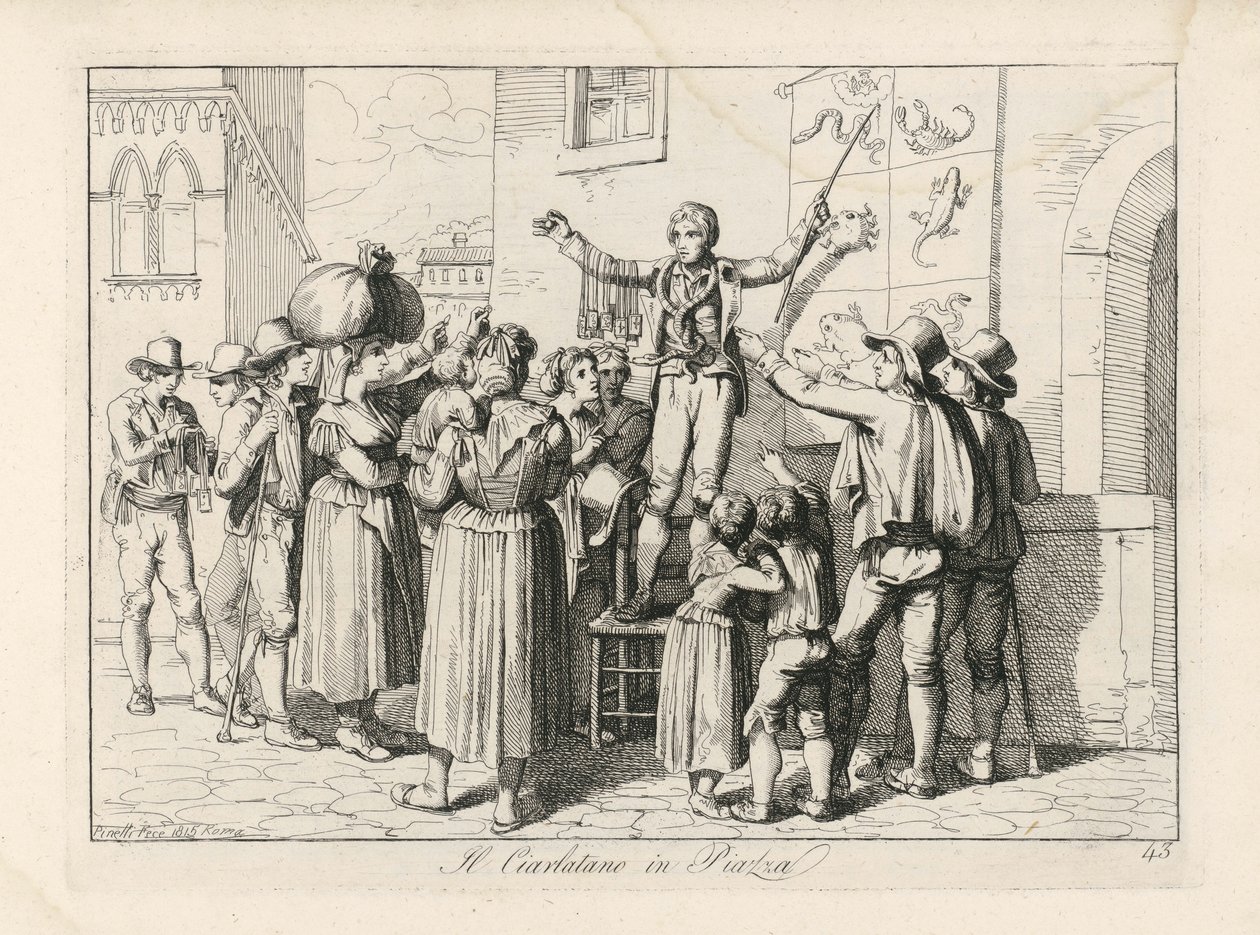 Quacksalber. in: Nuova Raccolta di cinquanta Costumi Pittoresci von Bartolomeo Pinelli
