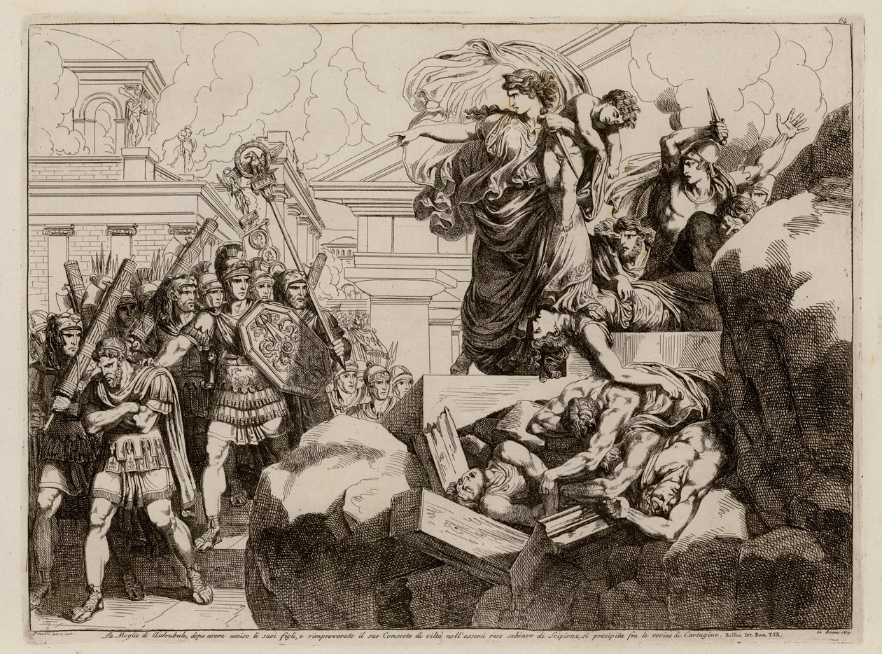 Selbstmord der Frau von Hasdrubal von Bartolomeo Pinelli
