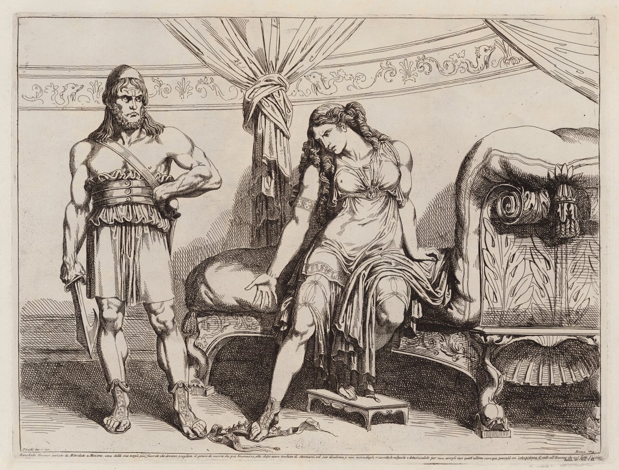 Der Eunuch Bacchides von Mithridates VI. von Pontus zu seiner Frau Monime gesandt von Bartolomeo Pinelli
