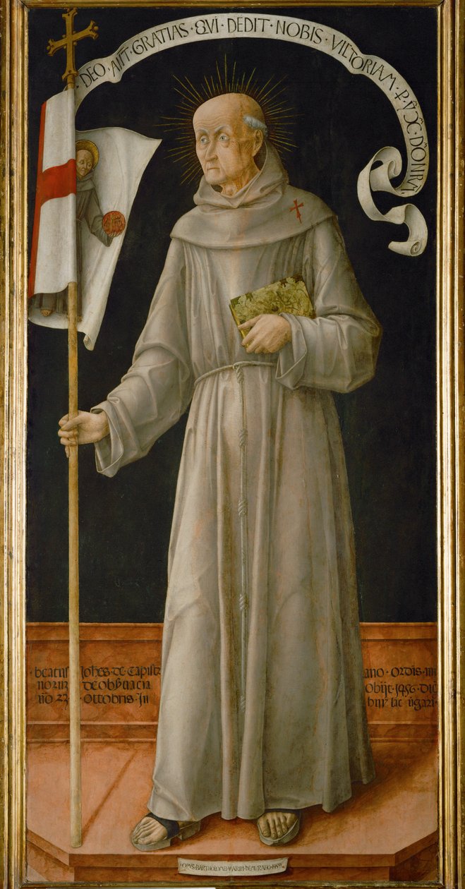 Heiliger Johannes von Capistrano, berühmter Bußprediger, ruft zu Kreuzzügen gegen Türken und Hussiten auf von Bartolomeo Vivarini