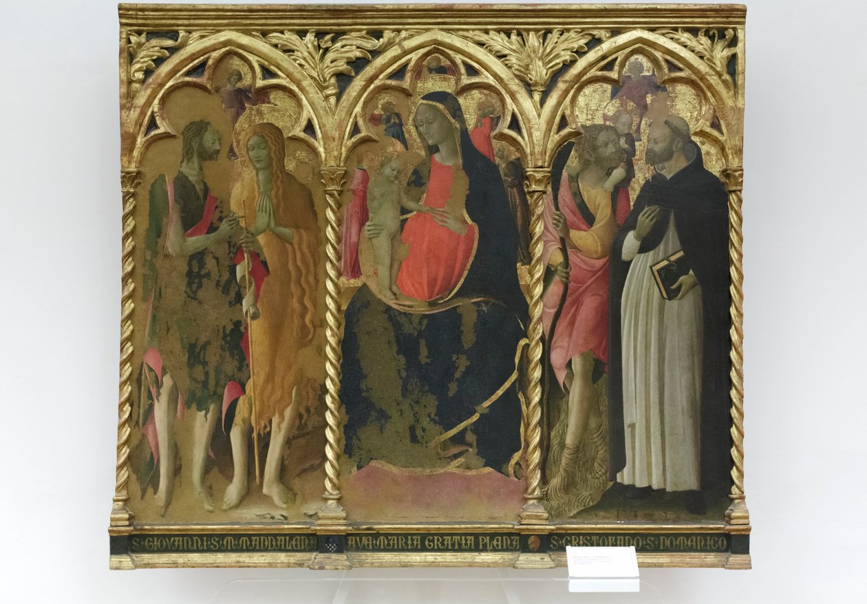 Madonna mit Kind und den Heiligen Johannes dem Täufer, Maria Magdalena von Bartolomeo di Tommaso da Foligno