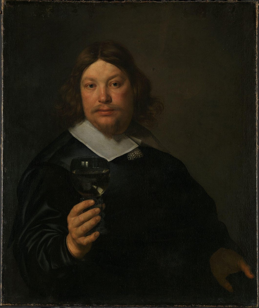 Mann mit einem Glas Wein von Bartolomeus van der Helst