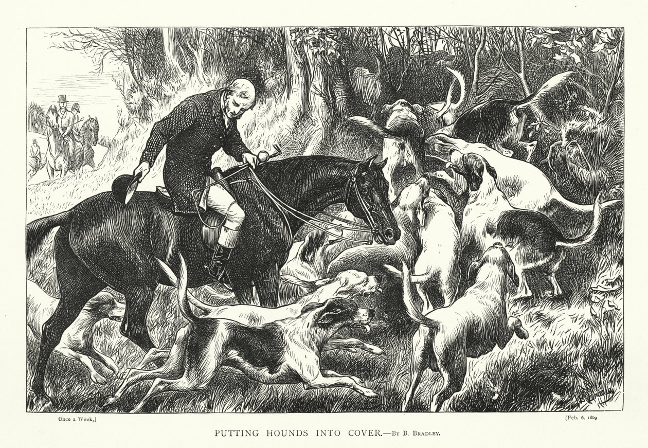 Hunde in Deckung bringen (Gravur) von Basil Bradley