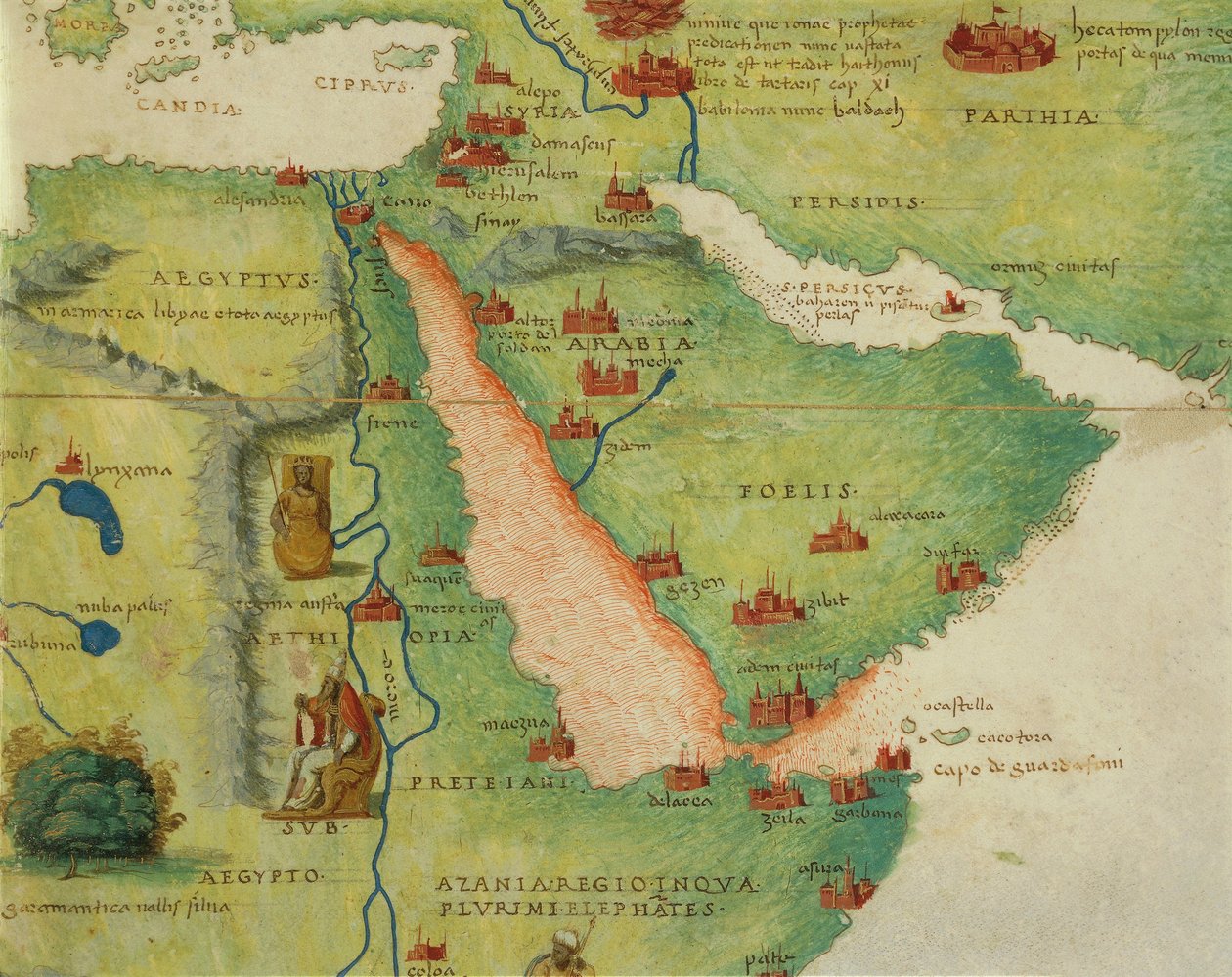 Afrika: Ägypten und Saudi-Arabien, aus Atlas der Welt in dreiunddreißig Karten, von Battista Agnese von Battista Agnese