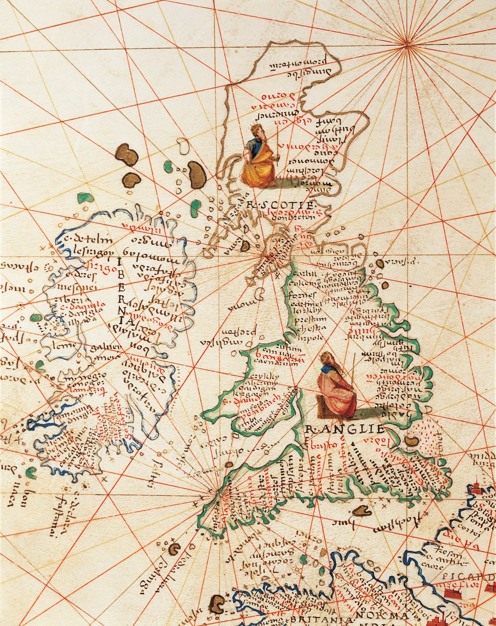 Europa: Großbritannien und Irland, aus dem Atlas der Welt in dreiunddreißig Karten, von Battista Agnese von Battista Agnese