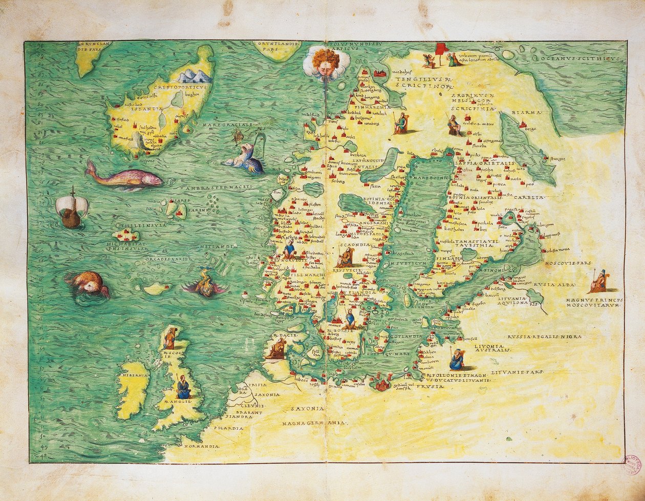 Nordeuropa, aus dem Atlas der Welt in dreiunddreißig Karten von Battista Agnese von Battista Agnese