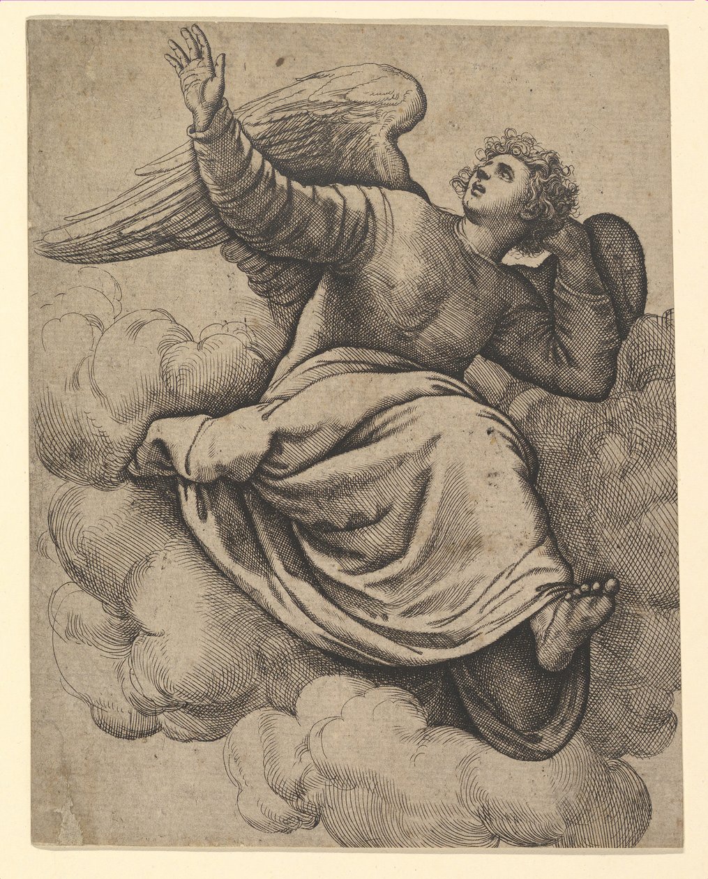 Engel auf einer Wolke sitzend, ca. 1560 von Battista Franco Veneziano