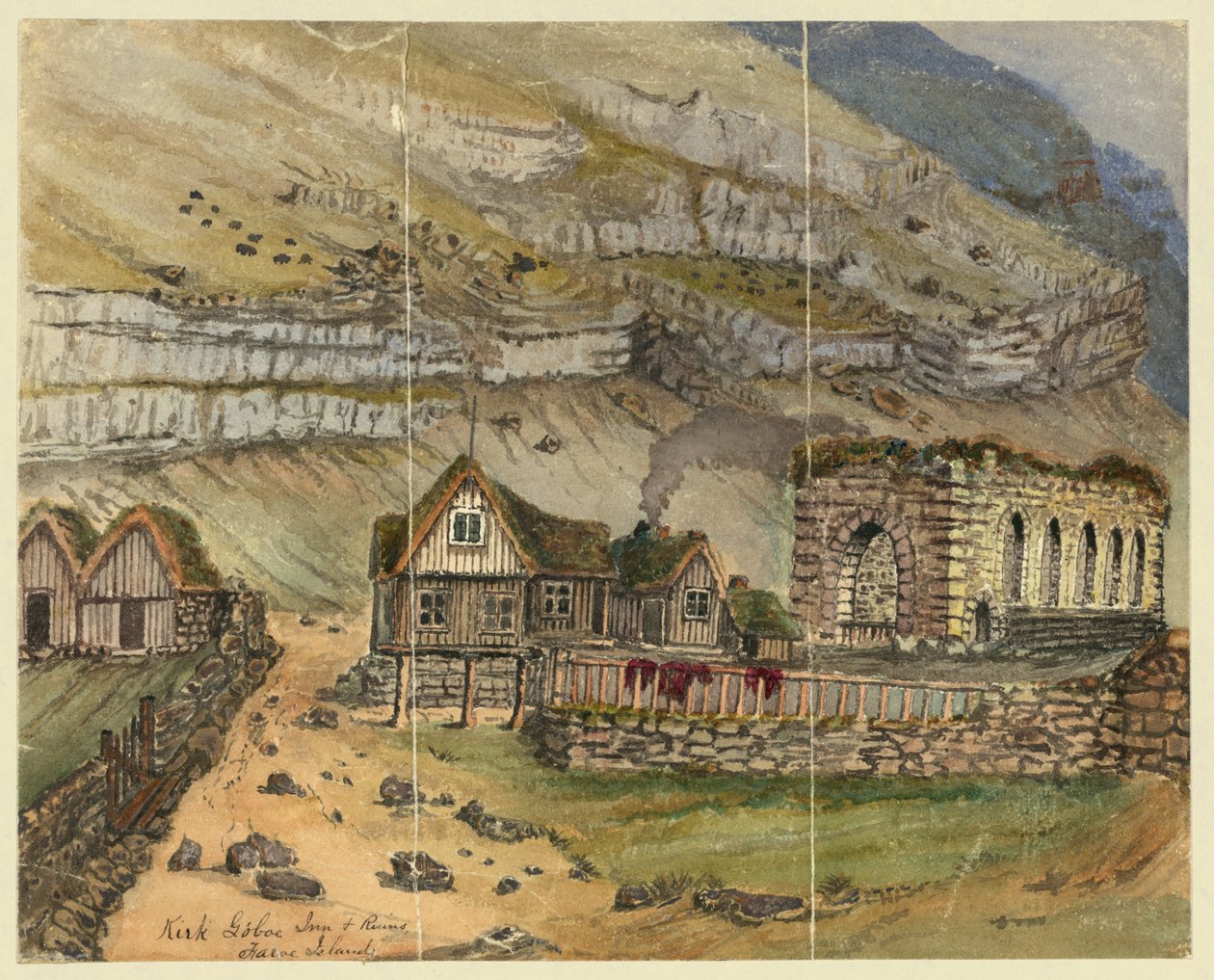 Kirk G Boe Inn & Ruinen, Färöer Inseln von Bayard Taylor