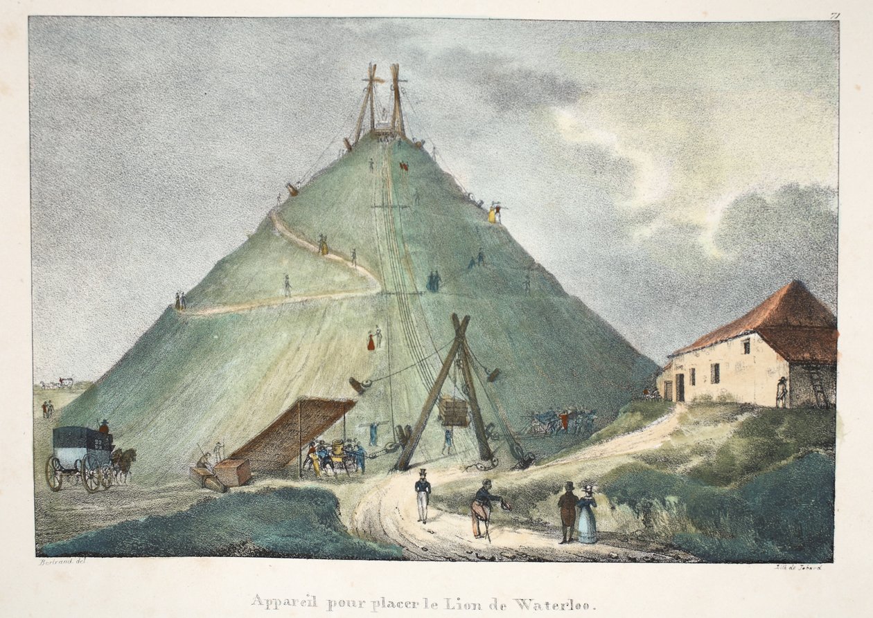 Gerät zum Aufstellen des Löwen von Waterloo, ca. 1895 von Belgian School
