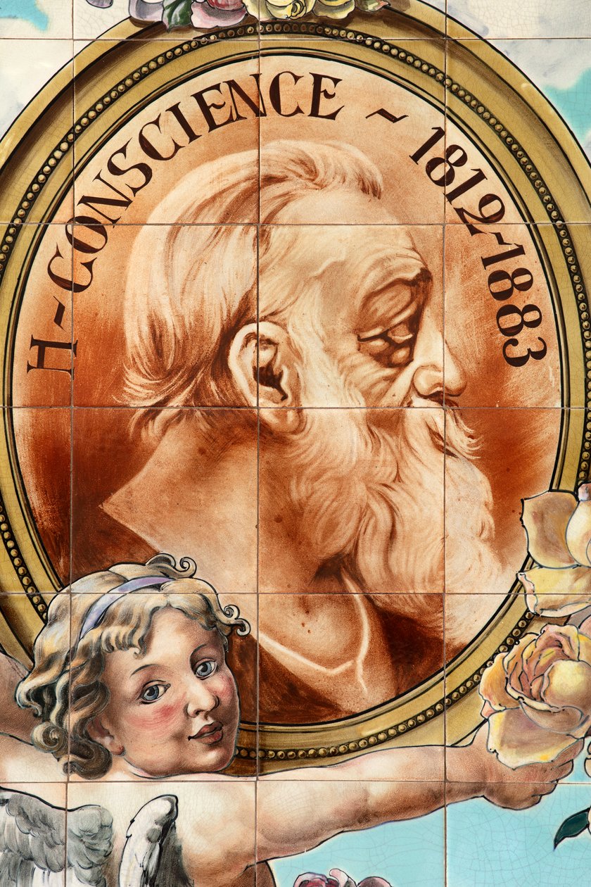 Bar-Interieur (Café "Local Unique"). Keramiktafel. Helman céramiques Bruxelles. von Belgian School