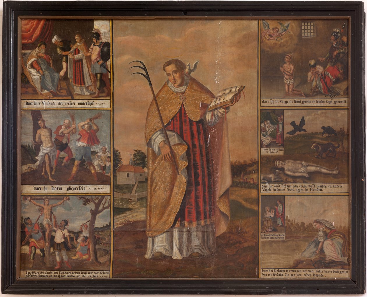 Maarke. Kapelle (Sint-Vincentiuskapel). Innenraum. Gemälde. Das Martyrium des Heiligen Vinzenz. 19. Jahrhundert von Belgian School