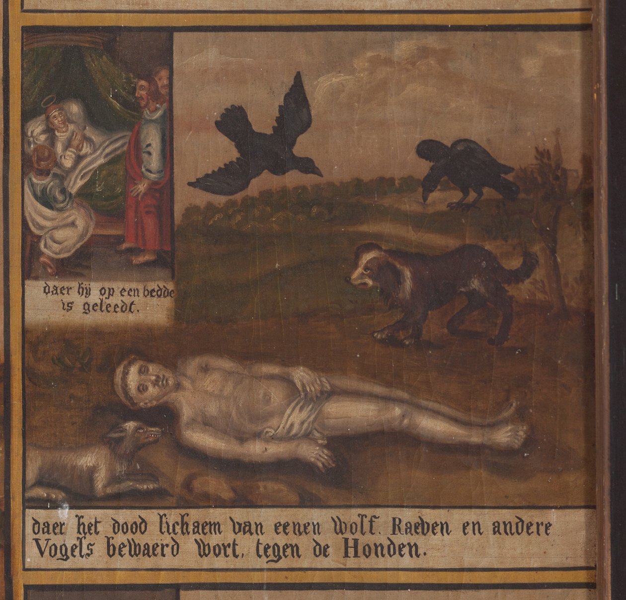 Maarke. Kapelle (Sint-Vincentiuskapel). Innenraum. Gemälde. Das Martyrium des Heiligen Vincentius. 19. Jahrhundert. Detail von Belgian School