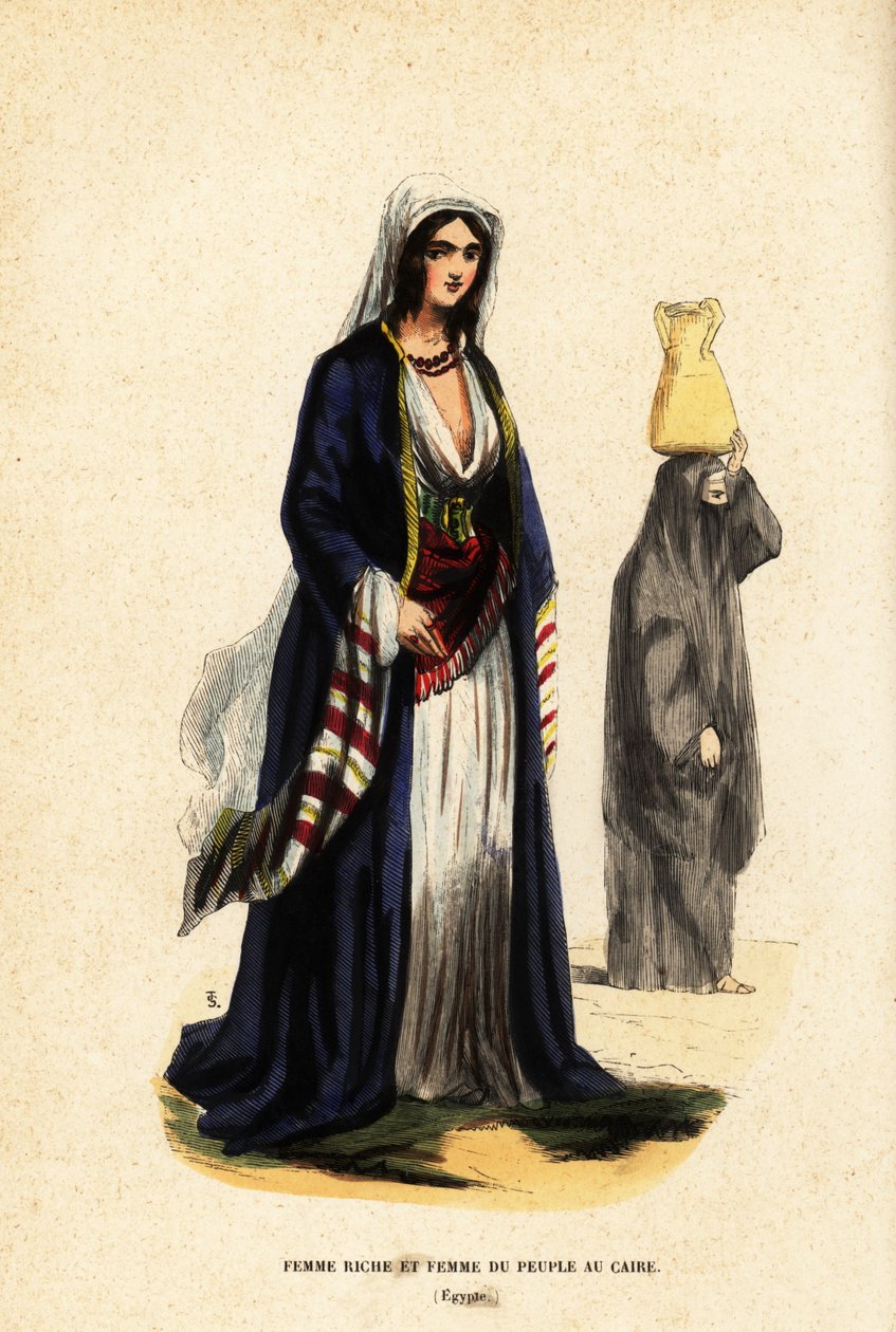 Reiche Frau und Frau des Volkes, Kairo, Ägypten von Belgian School