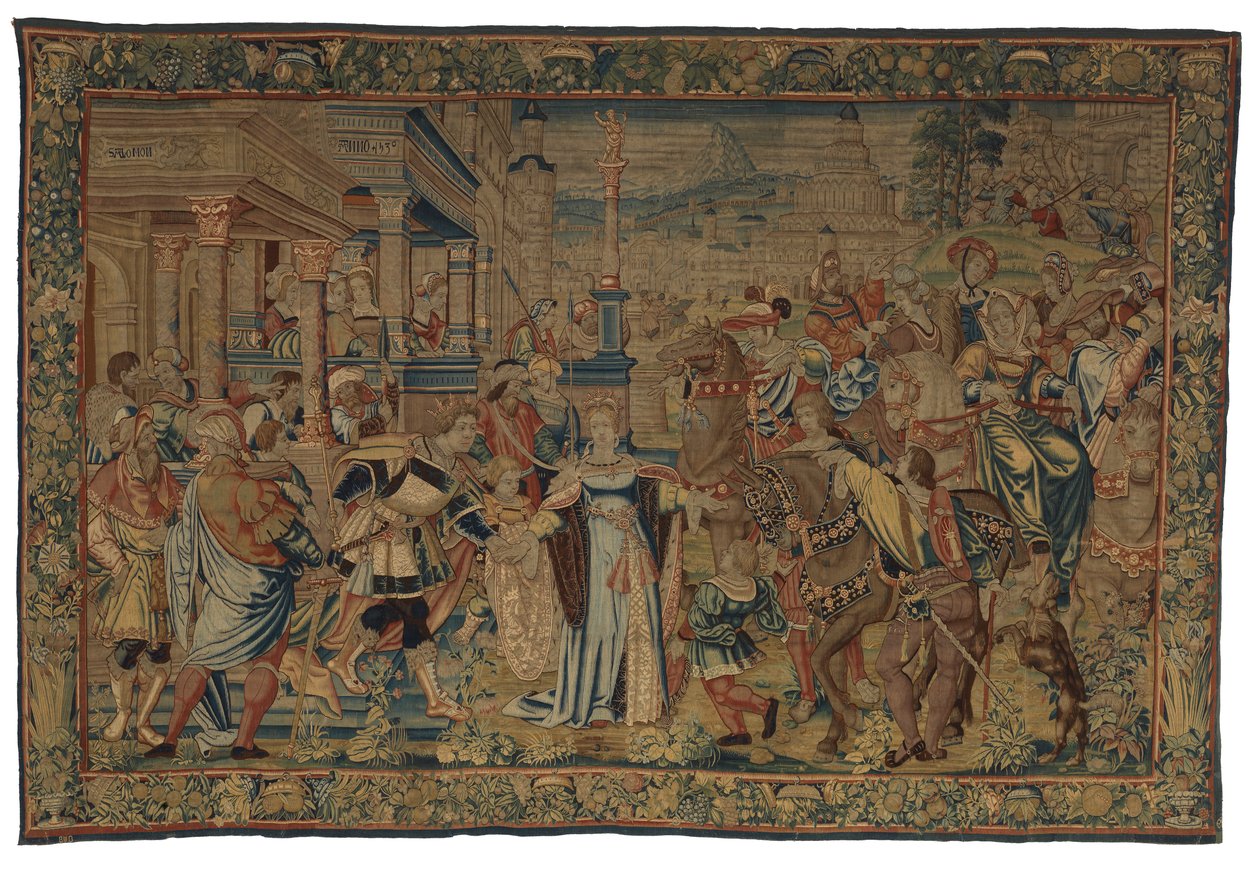 Wandteppich, Salomo und die Königin von Saba, hergestellt in Brüssel, Belgien von Belgian School