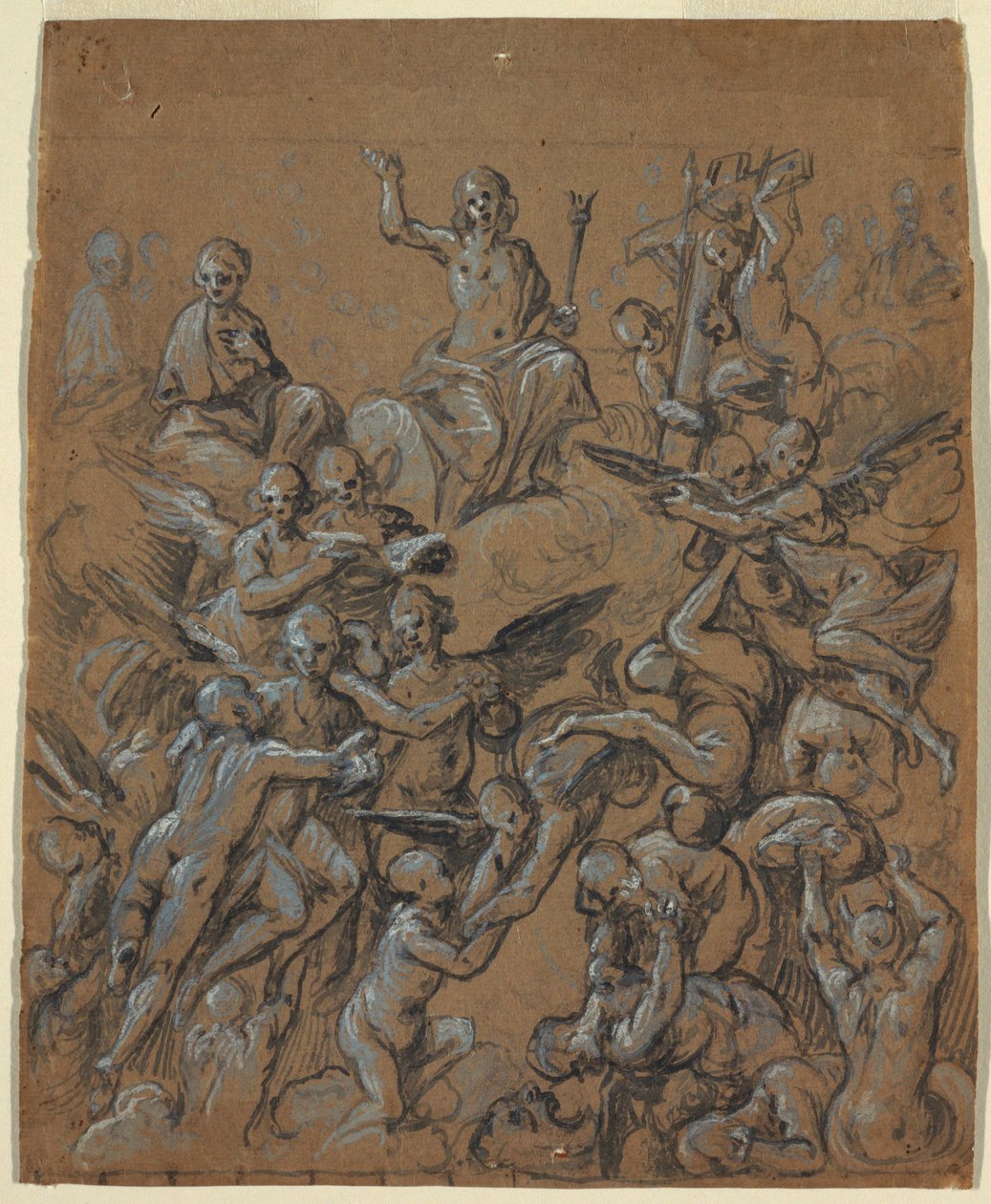 Zeichnung, Christus in Herrlichkeit mit Engeln, ca. 1630 von Belisario Corenzio