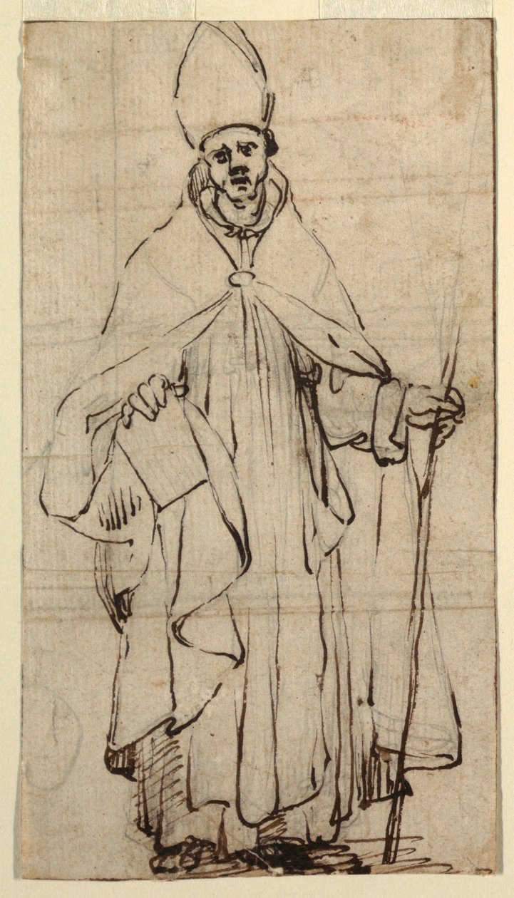 Zeichnung, Stehender Bischof, ca. 1620 von Belisario Corenzio