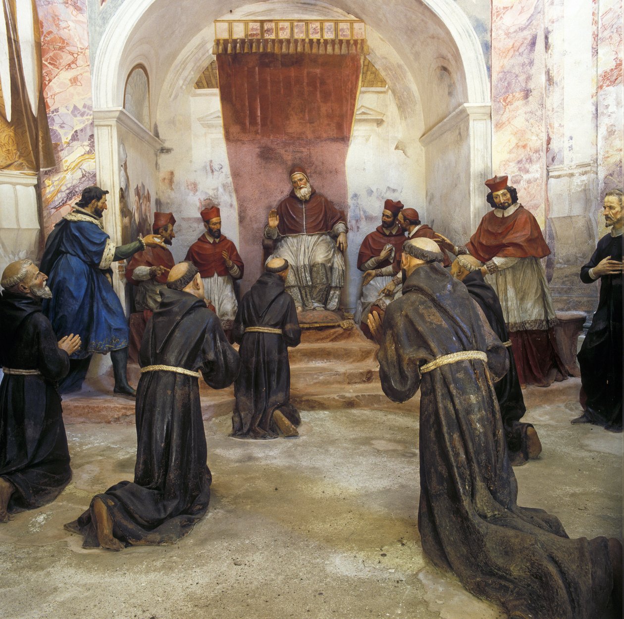 Der heilige Franz von Assisi und die franziskanische Gemeinschaft erhielten 1210 die Genehmigung der ersten Regel durch Papst Innozenz III. (1160-1216) von Benedetto (1580 1630) Crespi