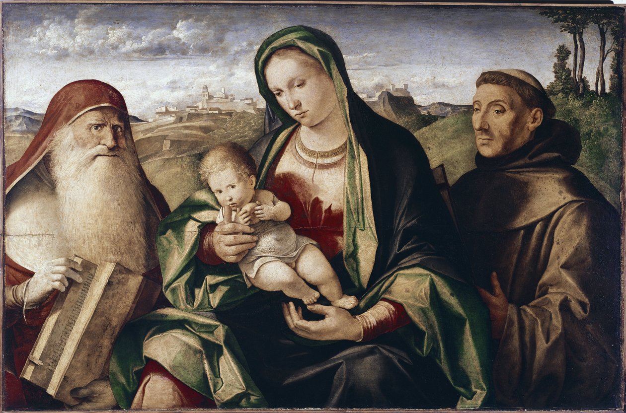 Madonna mit Kind zwischen den Heiligen Hieronymus und Franziskus von Benedetto (c.1460 1525) Diana