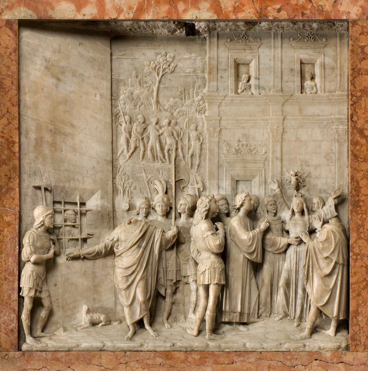 Krypta, Arche der Heiligen Marcellinus und Peter Exorzist, Benedikt Briosco 1506-08, Heiliger Petrus befreit Pauline vom Dämon von Benedetto Briosco