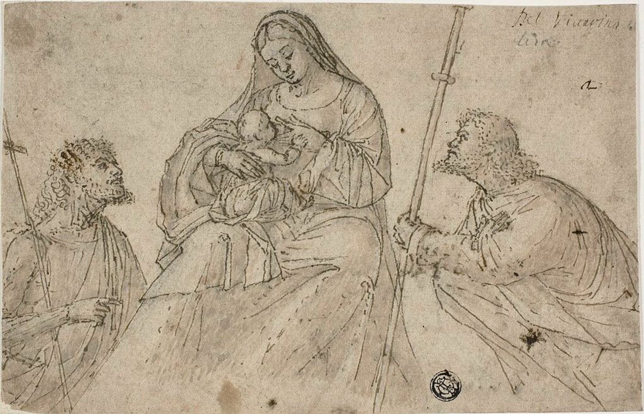 Jungfrau und Kind mit den Heiligen Johannes dem Täufer und Rochus von Benedetto Carpaccio