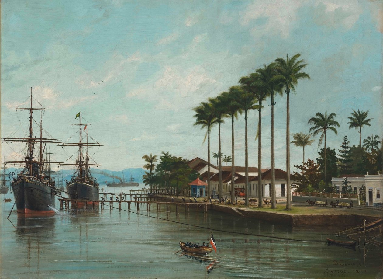 Hafen von Santos, SP (rechts gesehen), 1890 von Benedito Calixto