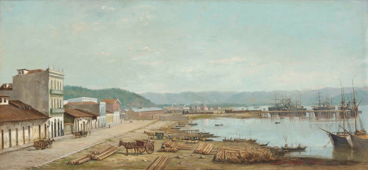 Hafen des Konsulats in Santos, SP, 1887 von Benedito Calixto