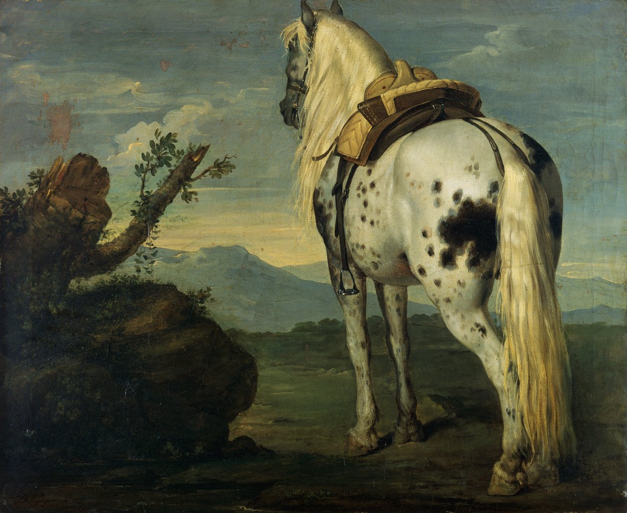 Ein Selle Français Pferd in einer Landschaft von Benigne Gagnereaux