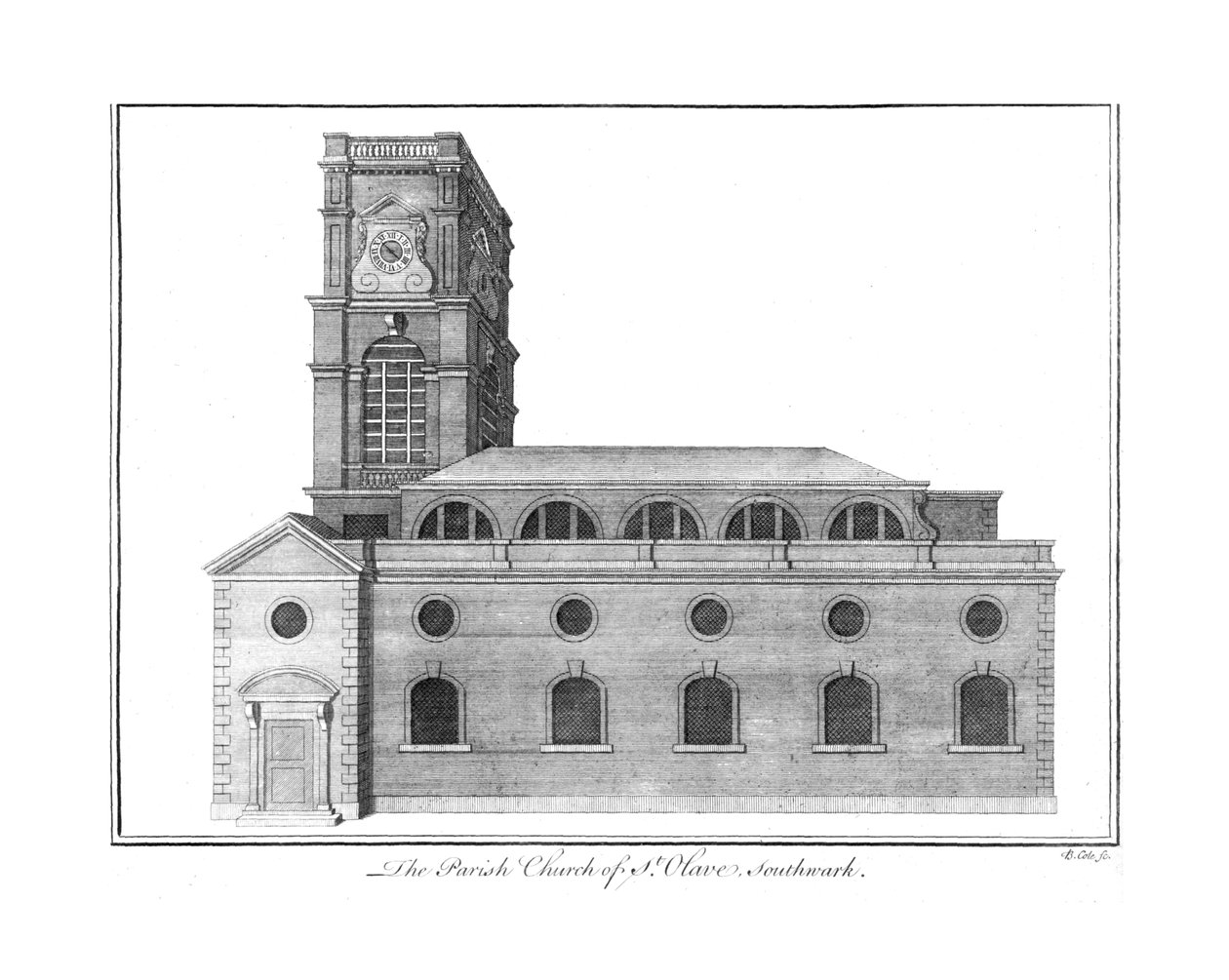 Die Pfarrkirche von St. Olave, Southwark, ca. 1756 von Benjamin Cole