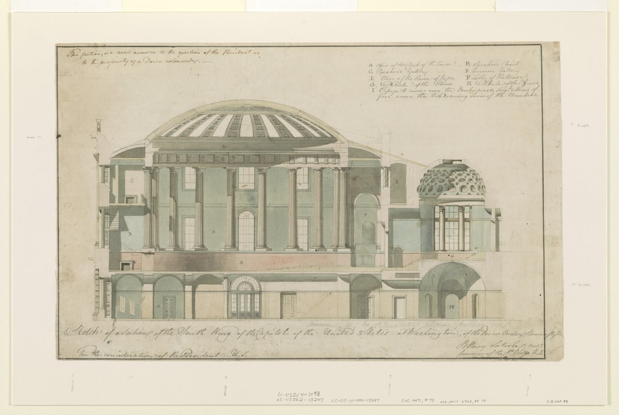Abschnitt des Südflügels des US-Kapitols von Benjamin Henry Latrobe