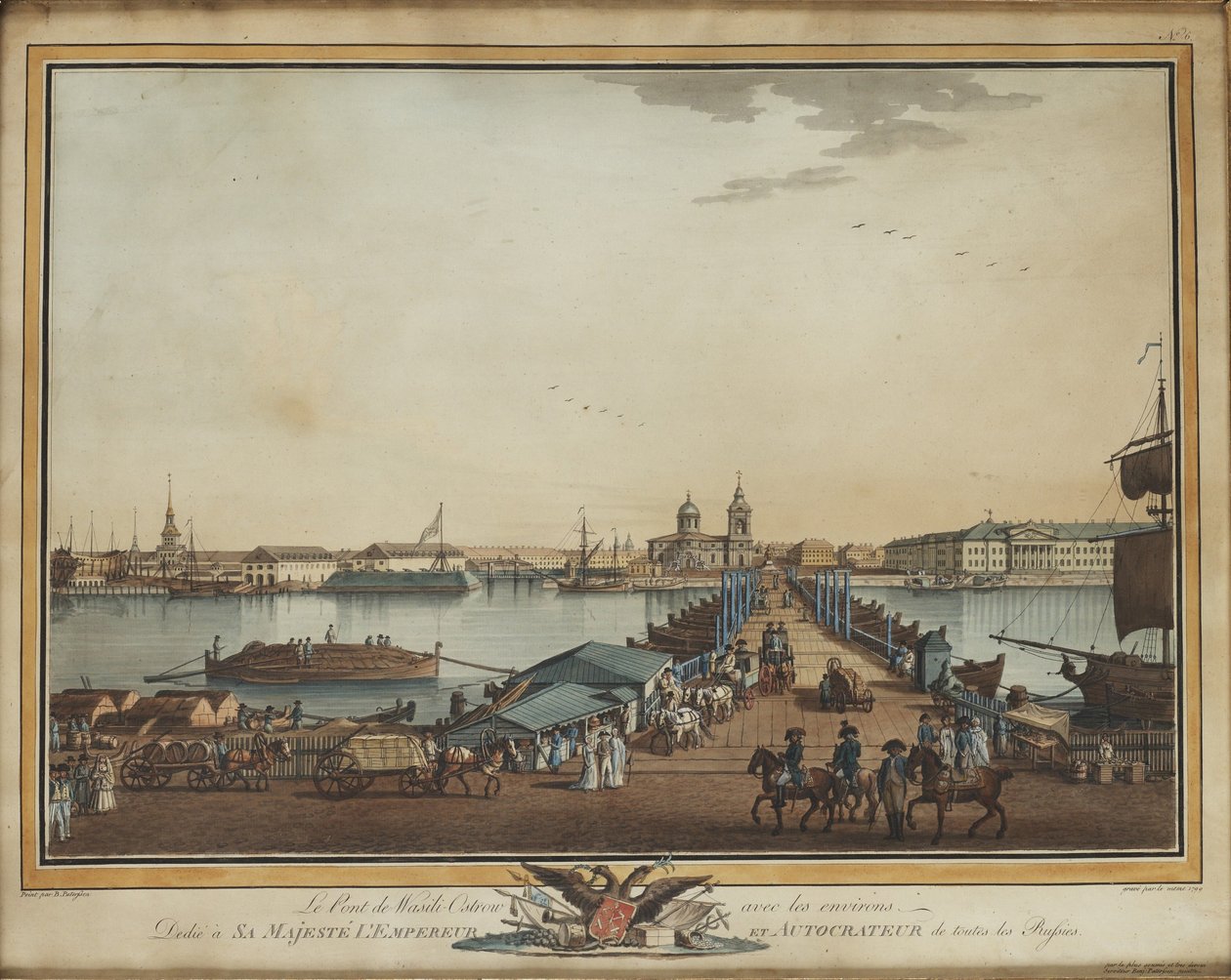 Die Austauschbrücke auf der Wasiljewski-Insel, 1799 von Benjamin Paterssen