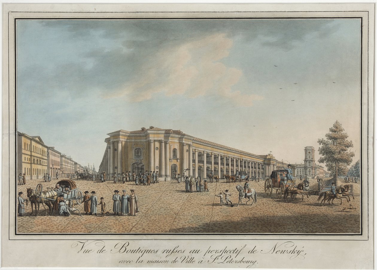 Newski-Prospekt in der Nähe des Großen Gostiny Dvor und der Stadtduma in Sankt Petersburg von Benjamin Patersson